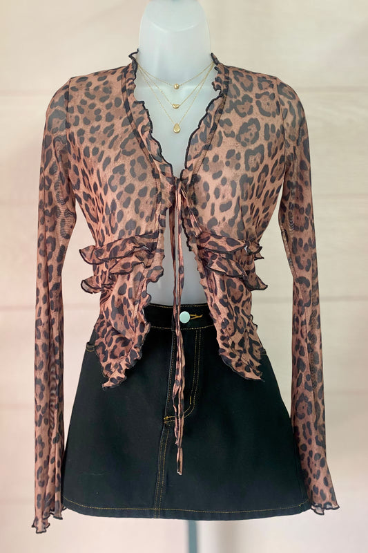 Mesh Ruch Hem Blouse
