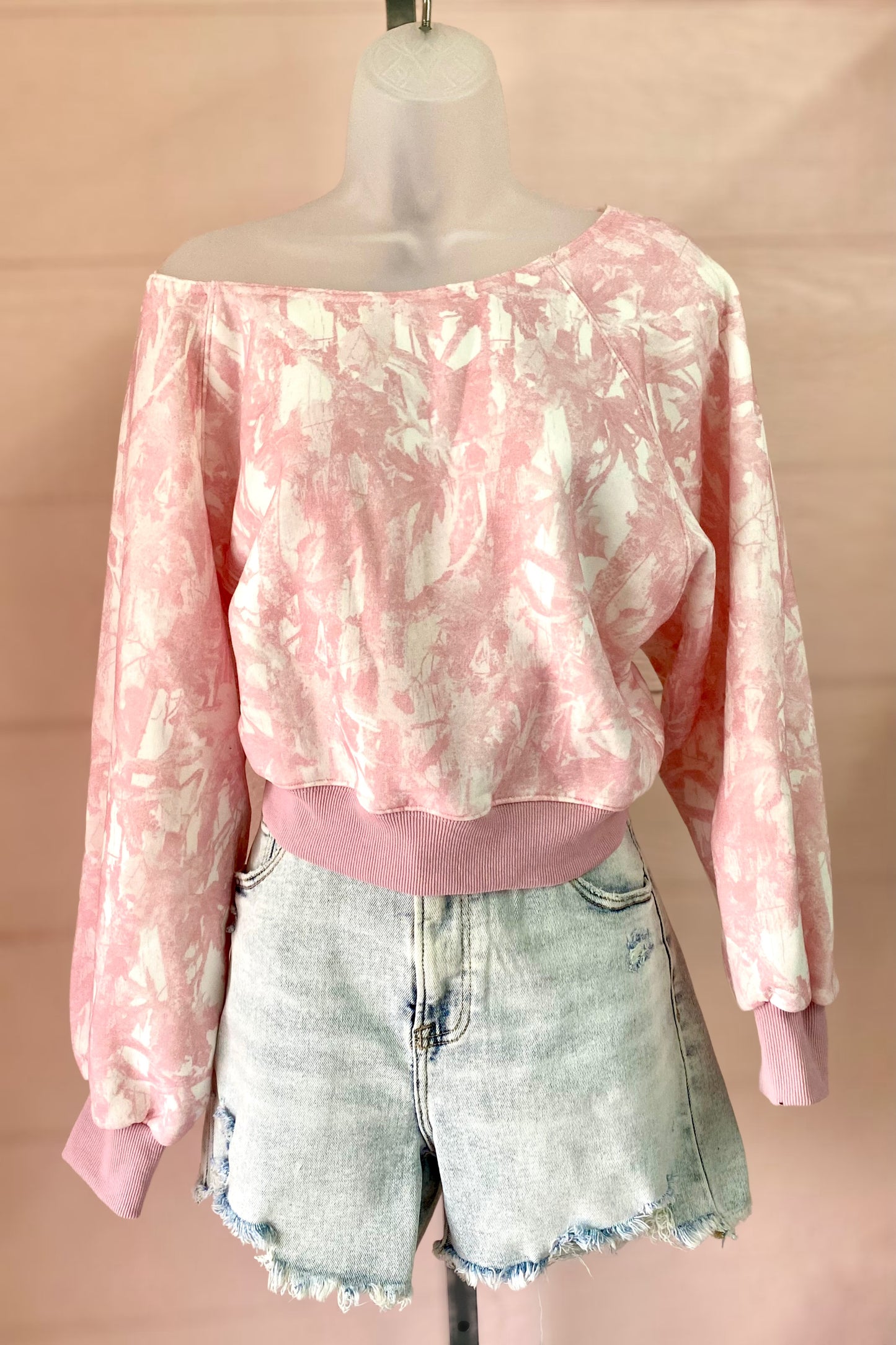 Camo Off the Shoulder Sweatshirt