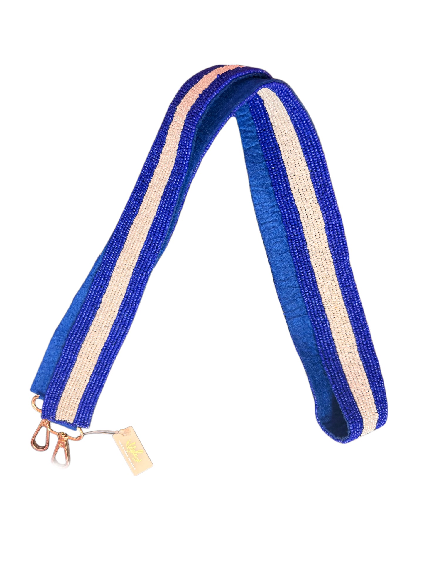 Blue & White Beaded Bag Strap