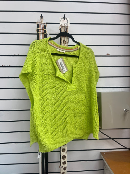 Patch Sleeveless Sweater - Lime