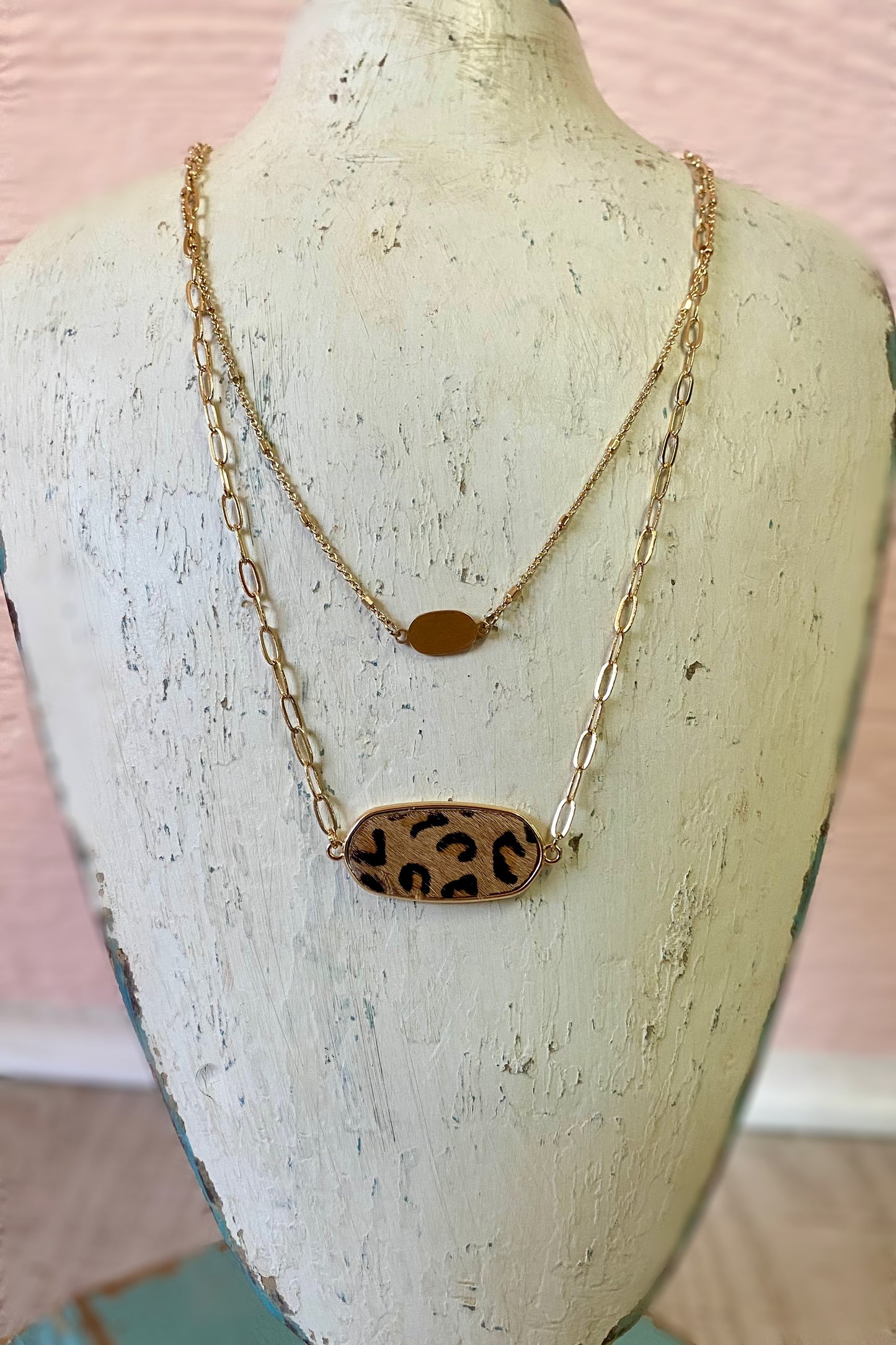 Leopard Pendant Layered Necklace