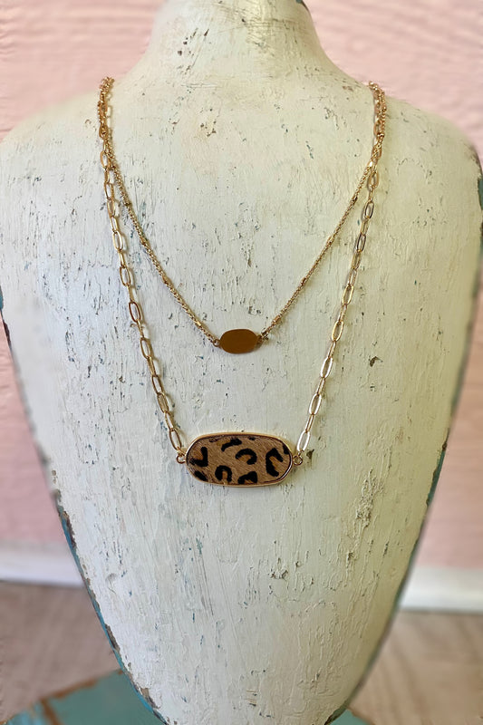 Leopard Pendant Layered Necklace