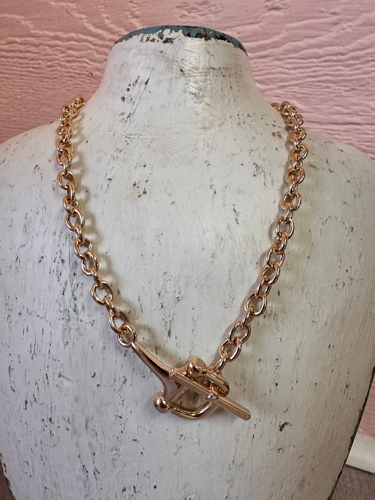 18K PVD Gold Stirrup Necklace