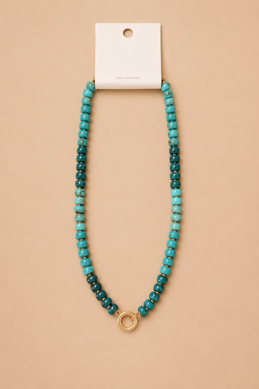 Marble Bead & Clasp Necklace