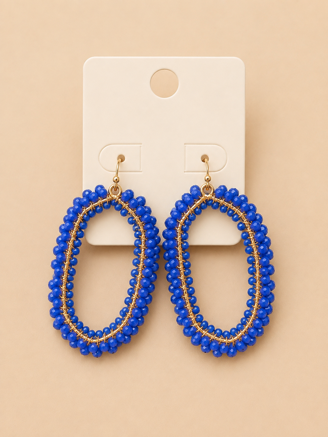 Beaded Statement Oval Earrings