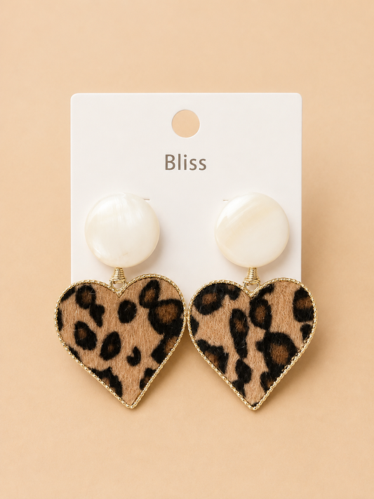 Heart Cowhide Earrings