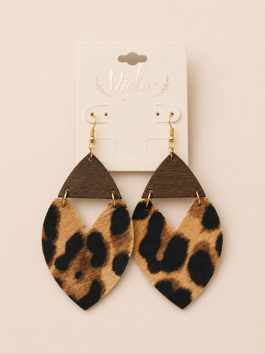 Leopard Luxe Wood Earrings