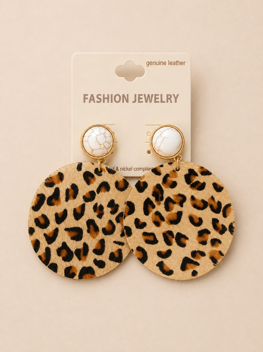 Leopard Luxe Circle Earrings