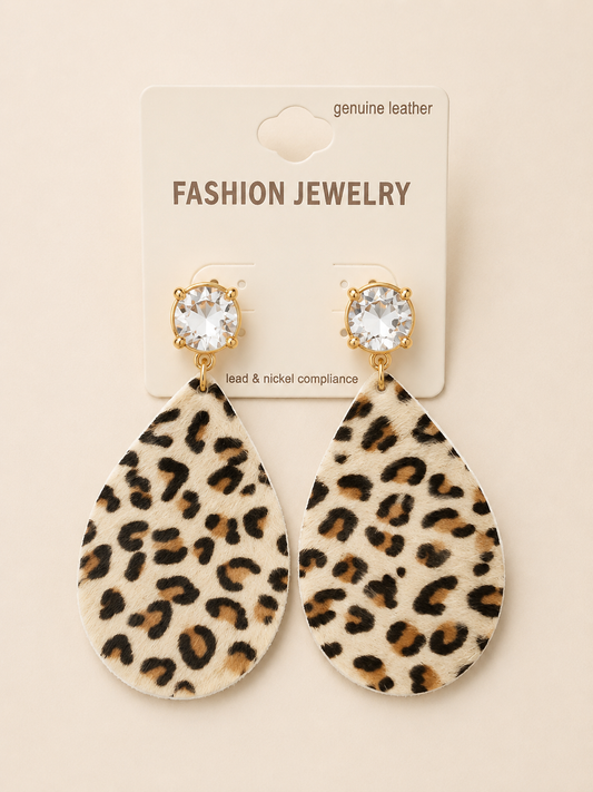 Leopard Teardrop Earrings