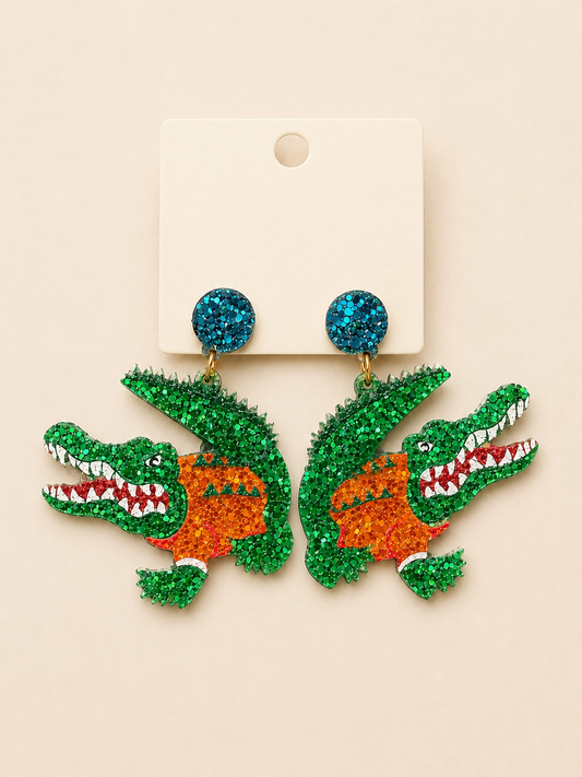 Glitter Gator Earrings