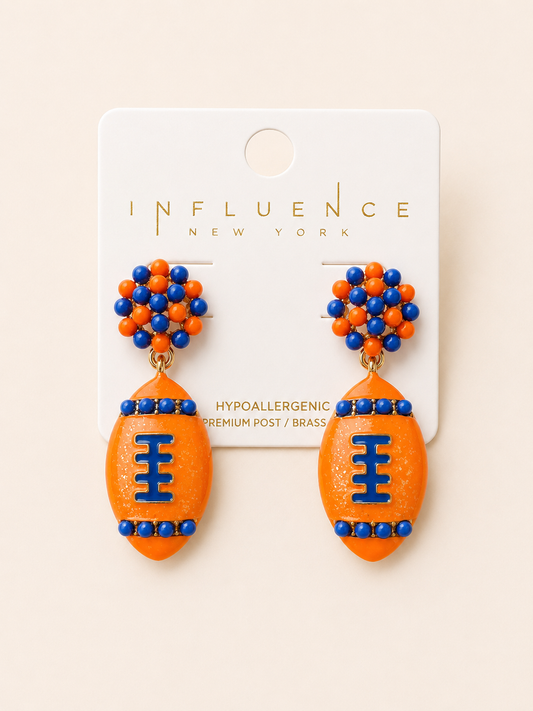 Football Bead Drop Earrings