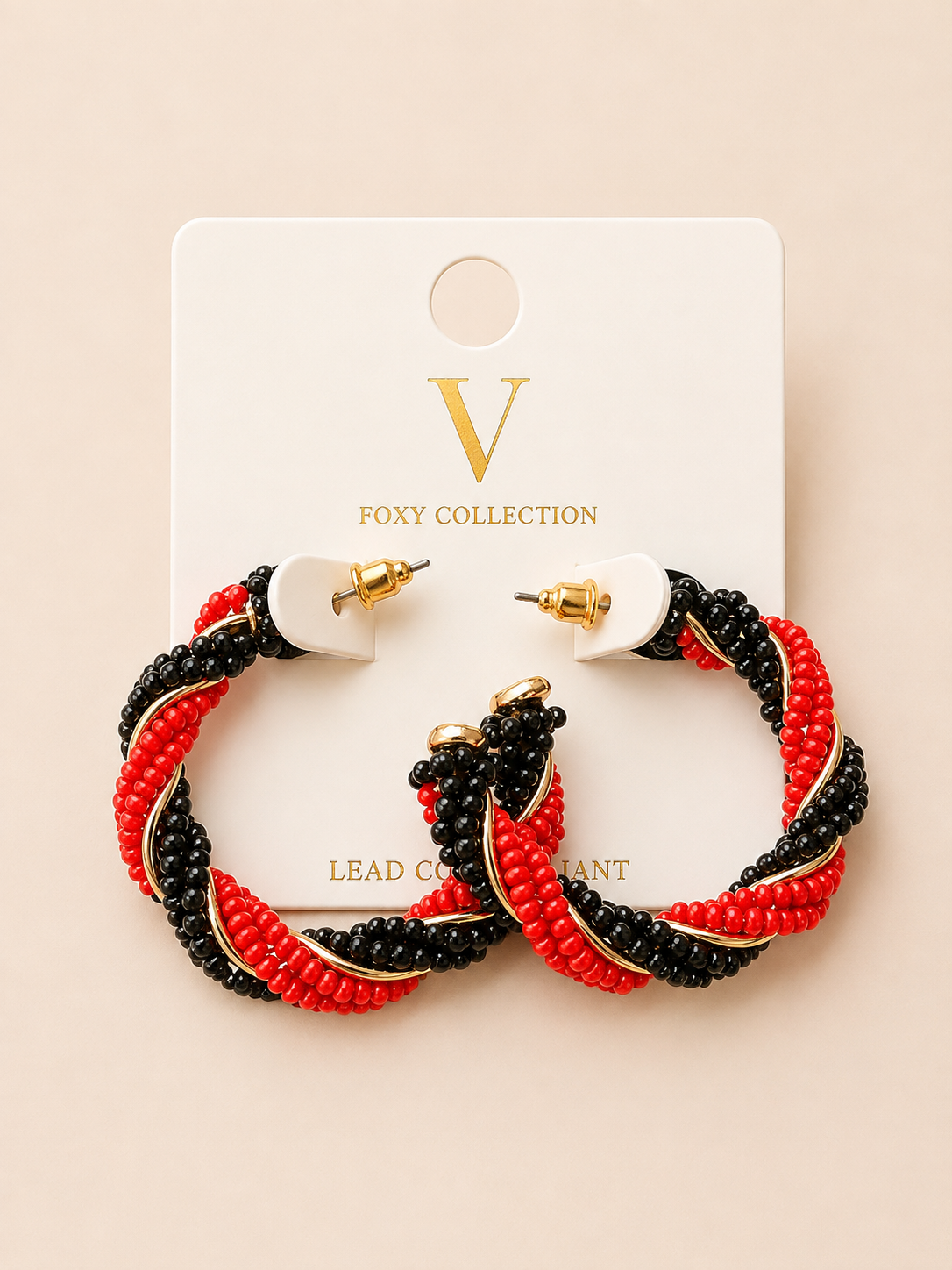 Beaded Twist Hoops