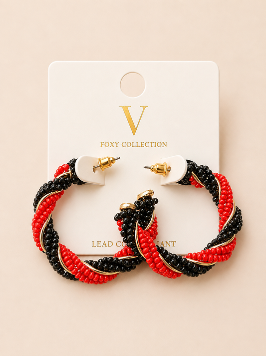 Beaded Twist Hoops
