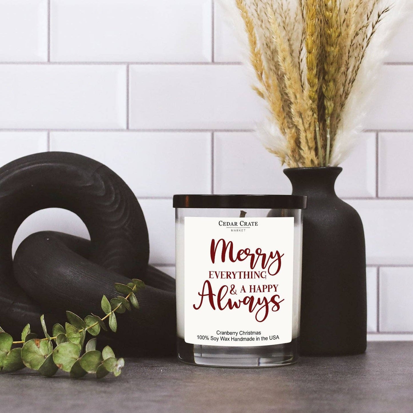 Christmas Candle - Merry Everything & Happy Always White