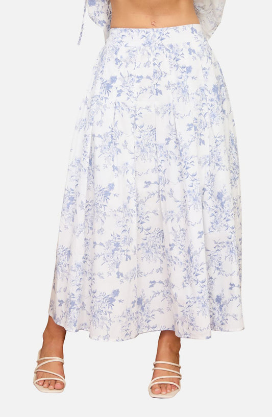 Floral Pleated Midi Skirt