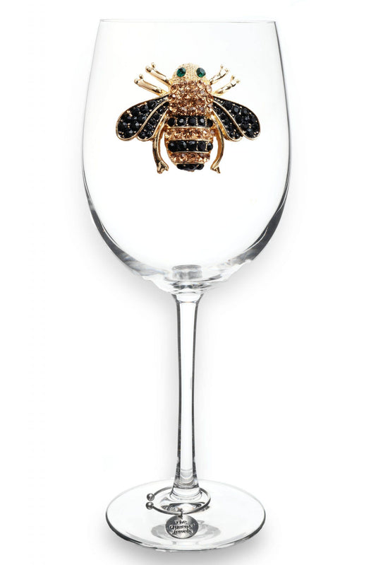 Queen Bee Jeweled Stemmed Wine Glass