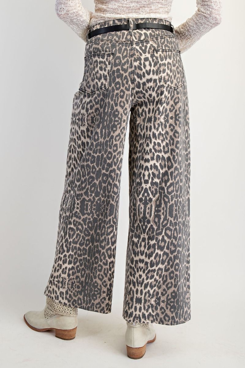 Washed Animal Print Pants