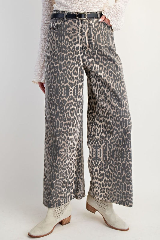 Washed Animal Print Pants