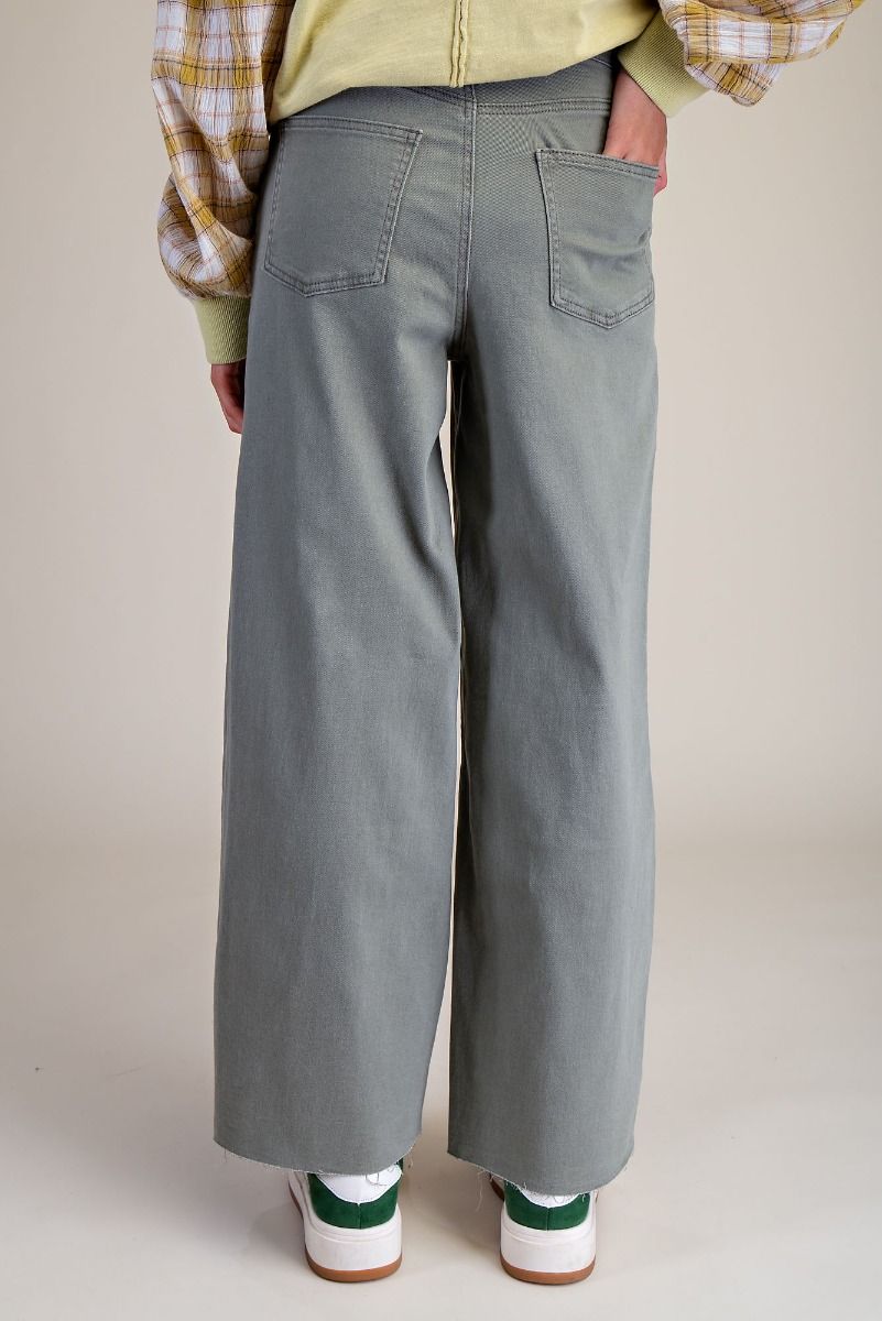 Olive Washed Twill Pants