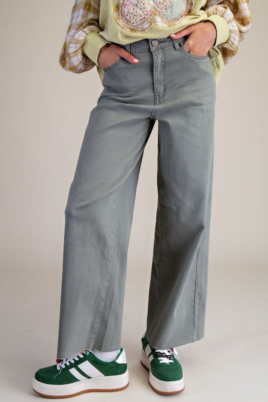 Olive Washed Twill Pants