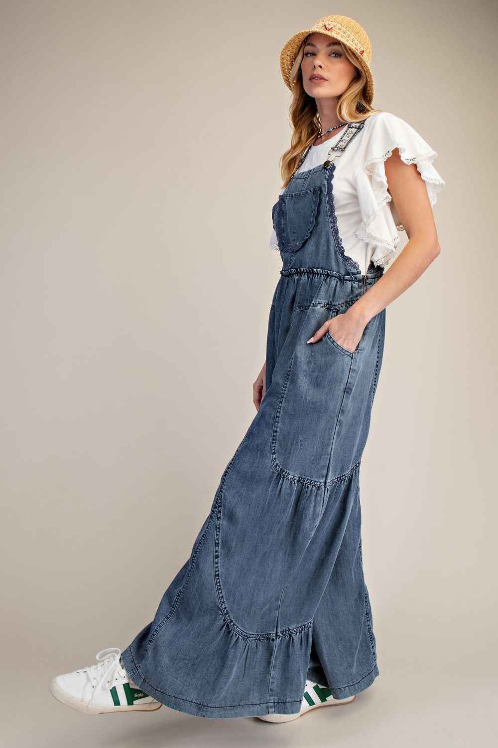 Washed Chambray Overall Jumpsuit