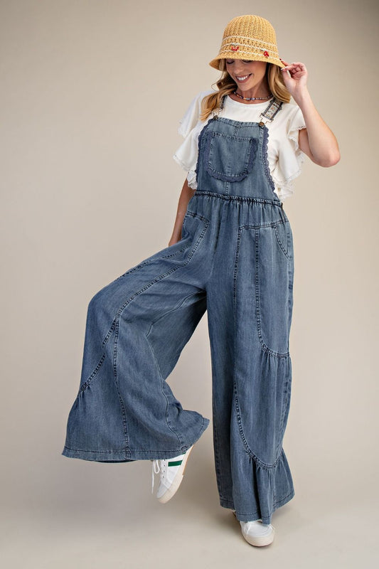 Washed Chambray Overall Jumpsuit