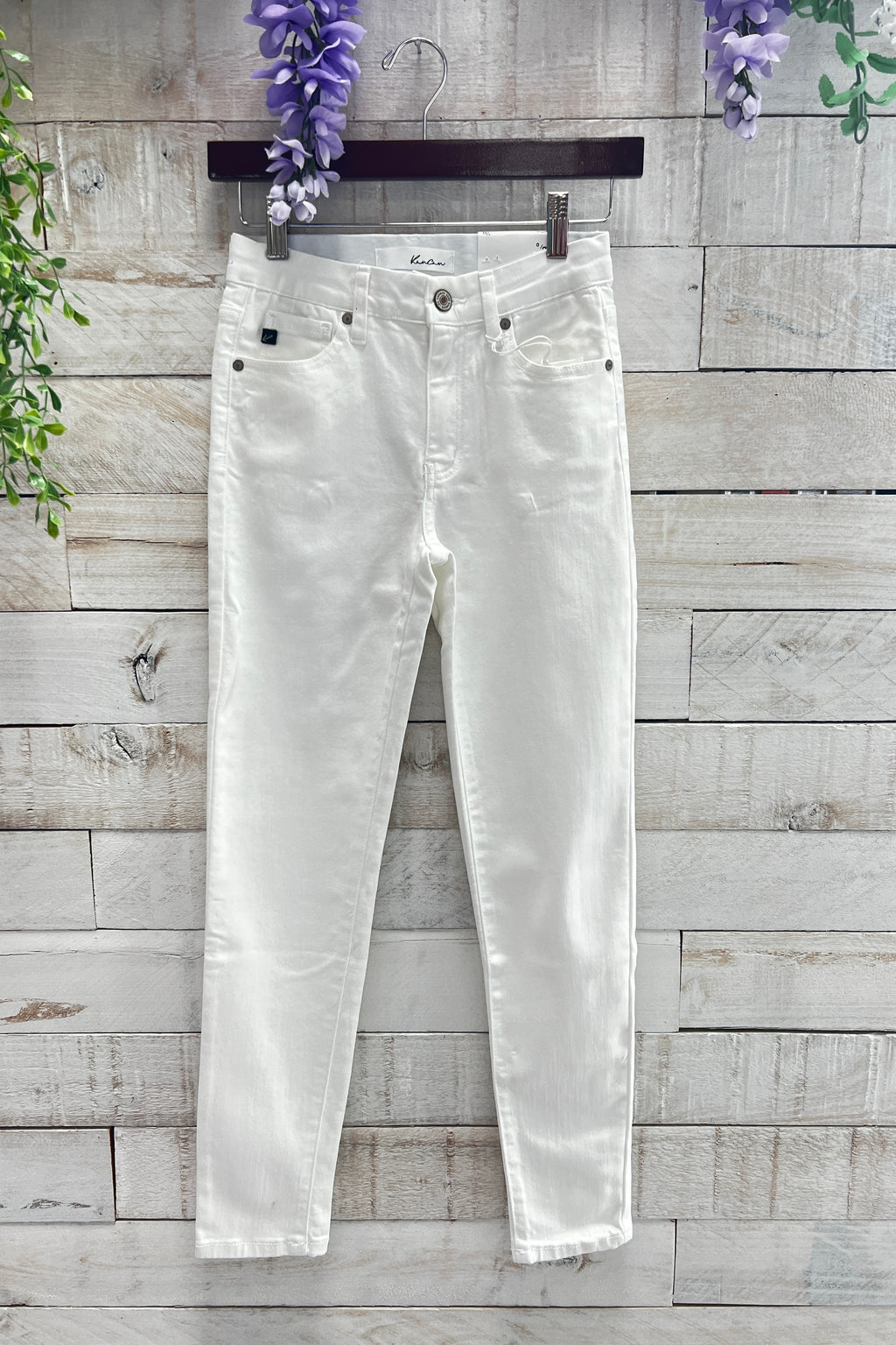 High Rise Ankle Skinny Jeans- White