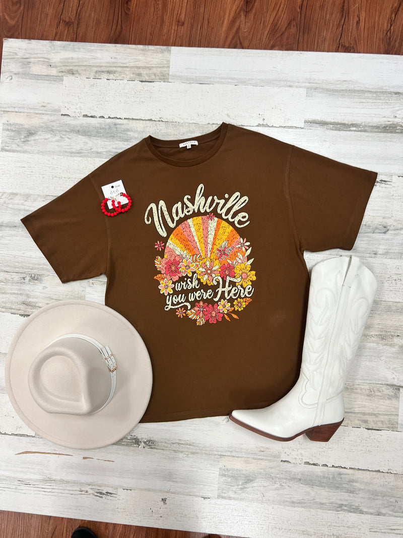 Nashville Floral T-Shirt- Brown
